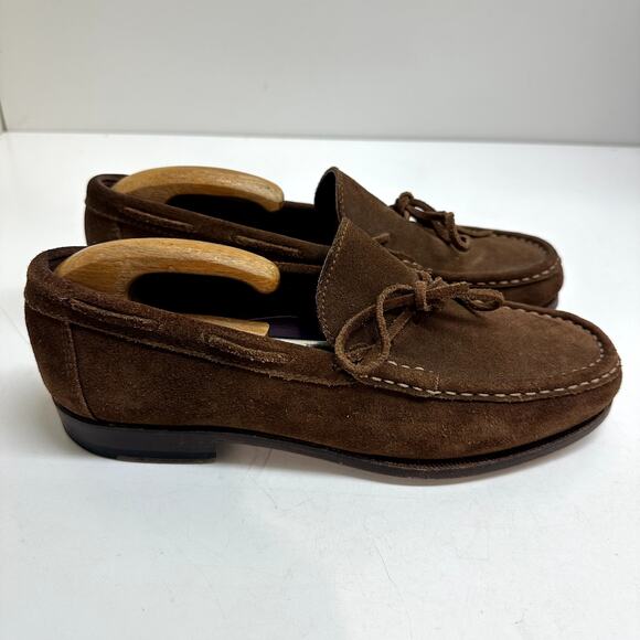 EXCELLENT Carmina x Epaulet Snuff Brown Suede String Loafers Hand Grade 7.5 - Picture 3 of 12